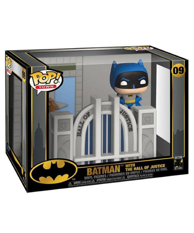 Batman with the Hall of Justice