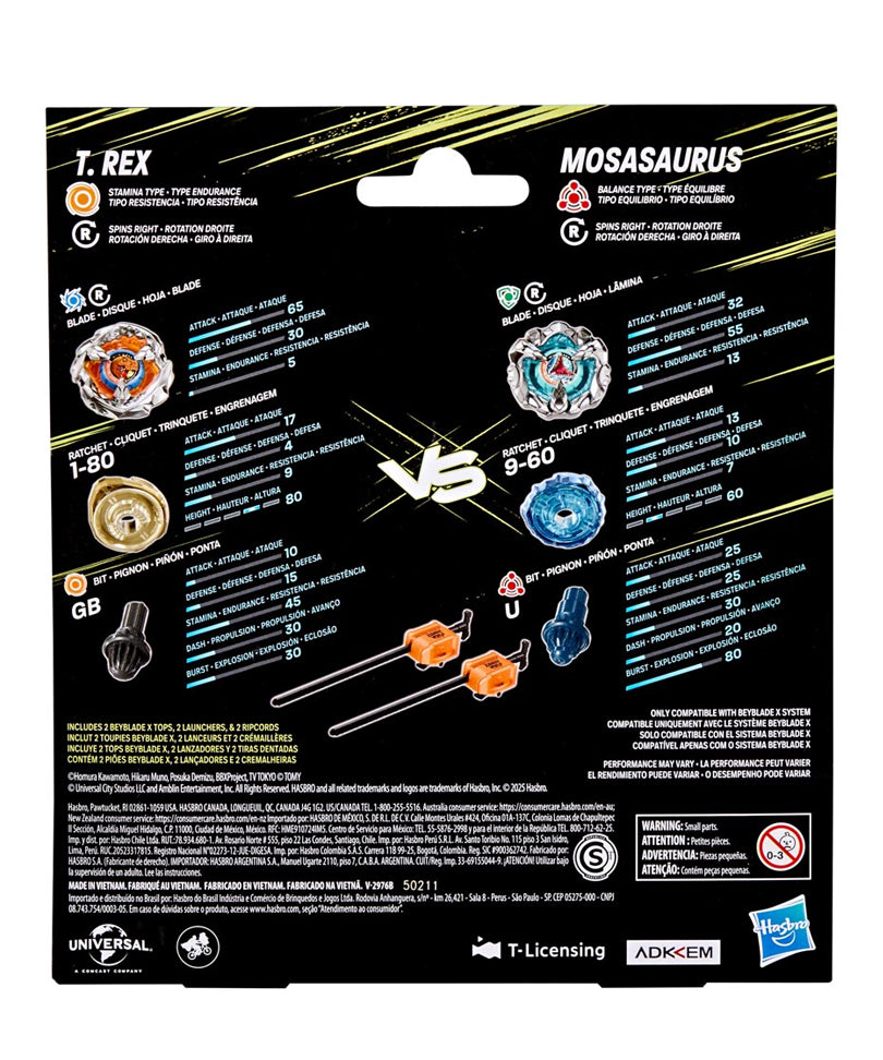 Beyblade X - Jurassic World Dual Pack: T-Rex & Mosasaurus