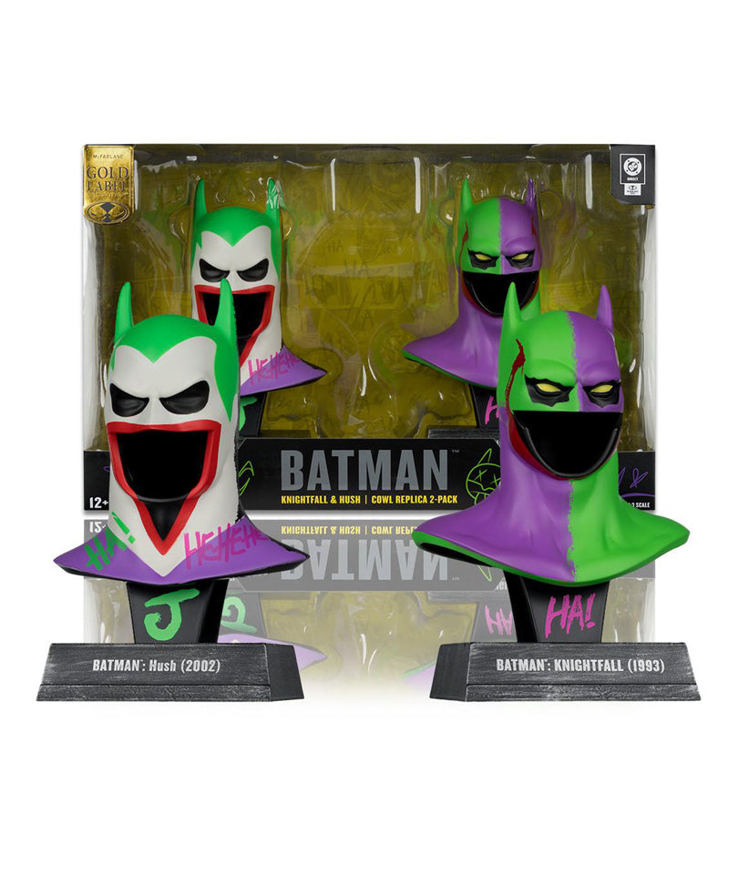 DC Direct Batman 1:3 Cowl Prop Replica Batman Hush + Batman Knightfall Jokerozed (2-Pack)
