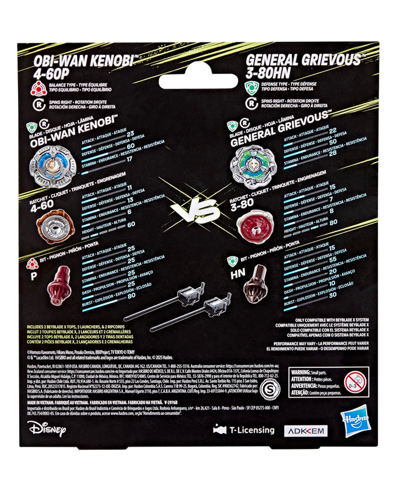 Beyblade X - Star Wars Dual Pack: Obi-Wan Kenobi vs General Grievous 3-80HN
