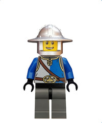 Castle - King's Knight Blue and White with Chest Strap and Crown Belt, Helmet with Broad Brim, Open Grin