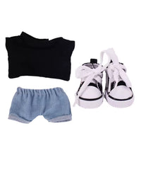 Set T-Shirt Nera, Jeans e Scarpe Nera per Labubu (17 cm)