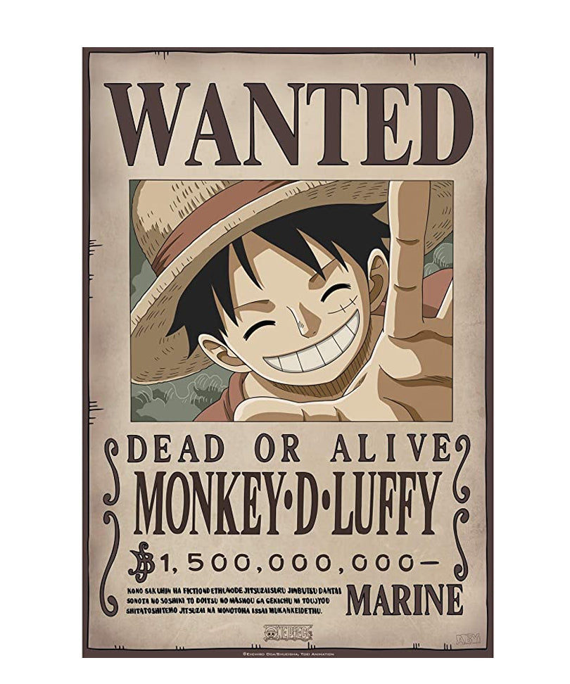 One Piece - Poster: "WANTED LUFFY" (52X38)