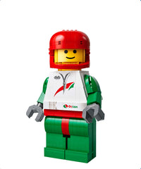 Grande minifigure di pilota da corsa