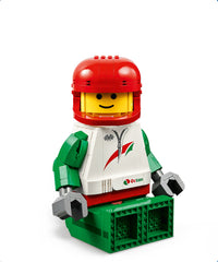 Grande minifigure di pilota da corsa