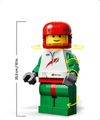 Grande minifigure di pilota da corsa