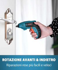 ALEAPOW Cacciavite Elettrico, 5N.m Avvitatore Elettrico Senza Fili, 9+1 Punte, 3,6 V Batteria, LED Luce, Mandrino Magnetico, Riparazione Elettrodomestici - O2
