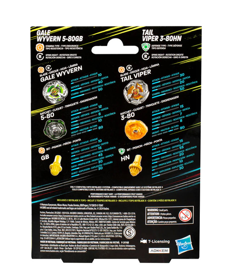 Beyblade X - Dual Pack: Gale Wyvern 5-80GB & Tail Viper 3-80HN