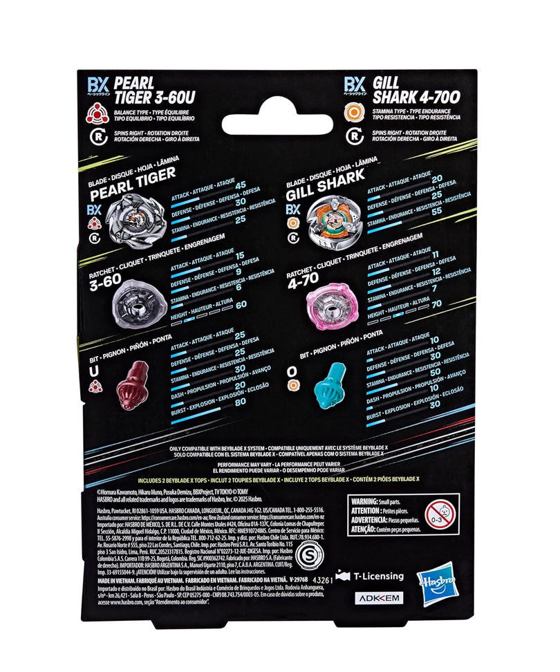 Beyblade X - Dual Pack: Gill Shark 4-70O & Pearl Tiger 3-60U