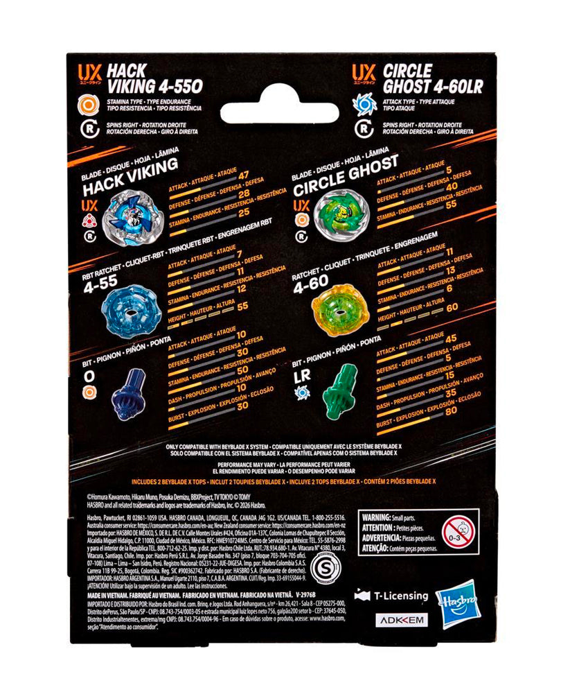 Beyblade X - Dual Pack: Hack Viking 4-55O & Circle Ghost 4-60LR