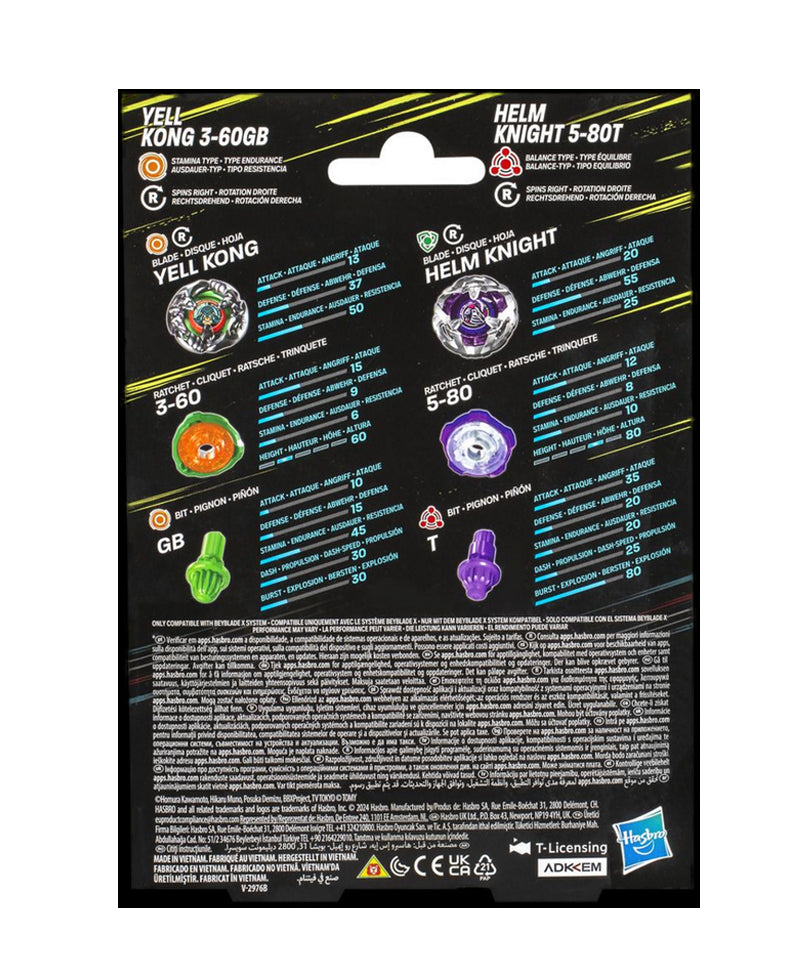 Beyblade X - Dual Pack: Yell Kong 3-60GB e Helm Knight 5-80T