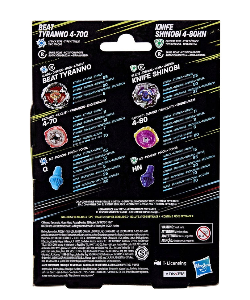Beyblade X – Dual Pack: Beat Tyranno 4-70Q & Knife Shinobi 4-80HN