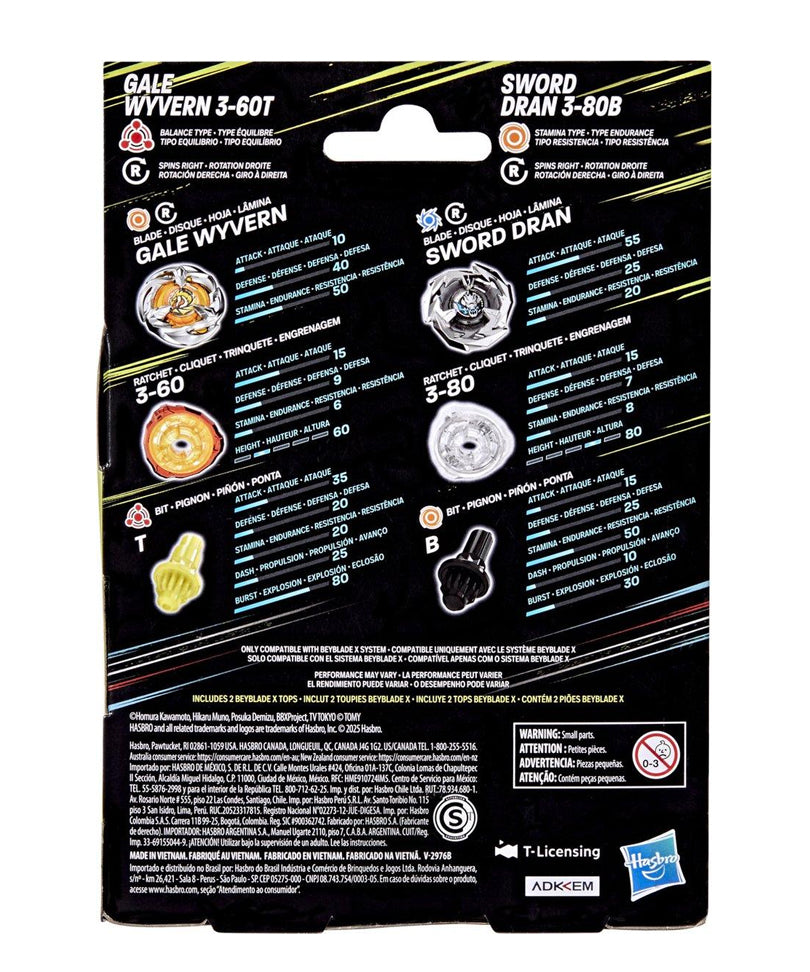 Beyblade X – Dual Pack: Gale Wyvern 3-60T & Sword Dran 3-80B