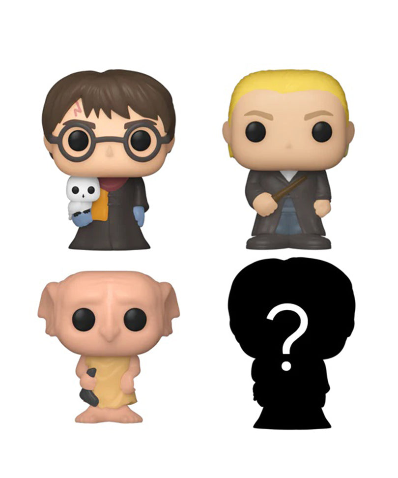 Harry Potter (Robes and Hedwig) / Draco Malfoy / Dobby / Mystery Bitty (4-Pack)