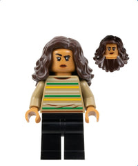 MJ (Michelle Jones) - Dark Tan Striped Sweater, Dark Brown Wavy Hair