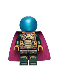 Mysterio - Magenta Trim, Dark Azure Head, Satin Trans-Light Blue Helmet, Single Hole Cape