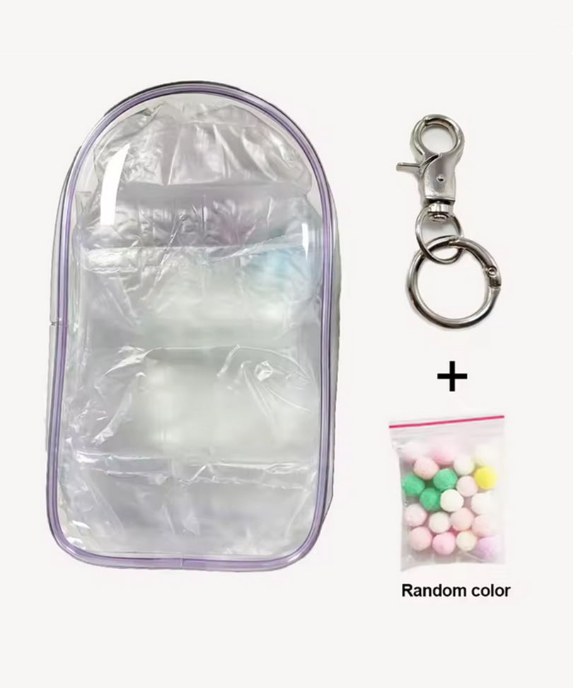 Portachiavi con Custodia Trasparente Viola in PVC per Labubu