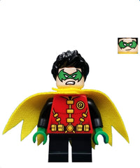 Robin - Green Mask and Hands, Black Short Legs, Yellow Scalloped Cape
