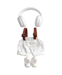 Set Outfit Salopette, Cuffie e Scarpe Bianche per Labubu (17 cm)