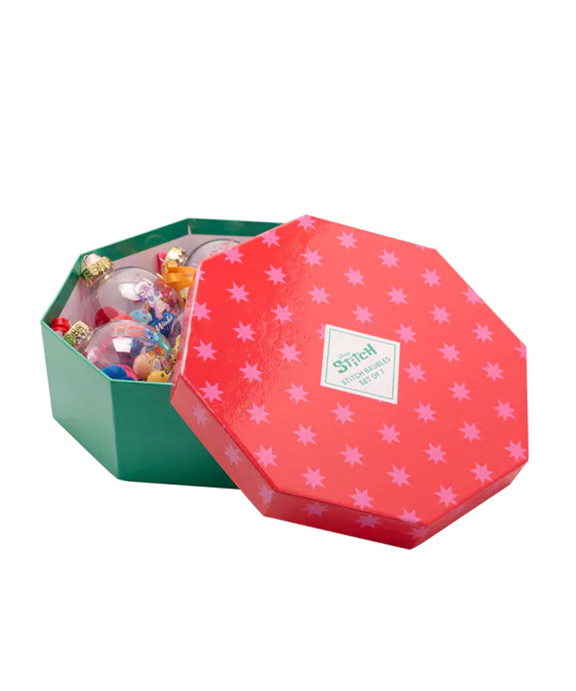 Stitch - Set of 7 Xmas Pom Poms Baubles
