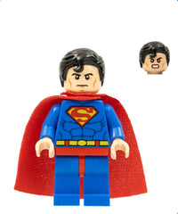 Superman - Blue Suit, Spongy Cape, Hair with Front Curl, Frown / Red Eyes