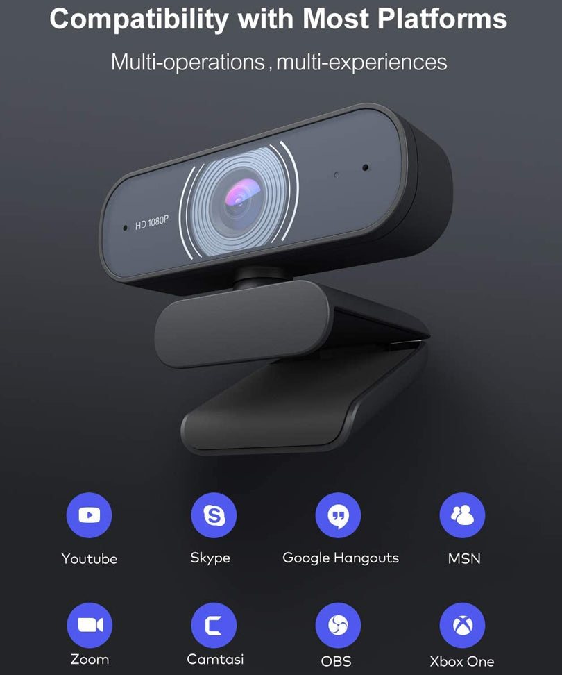 Webcam Full HD 1080p CW100 Crosstour con Microfono Incorporato